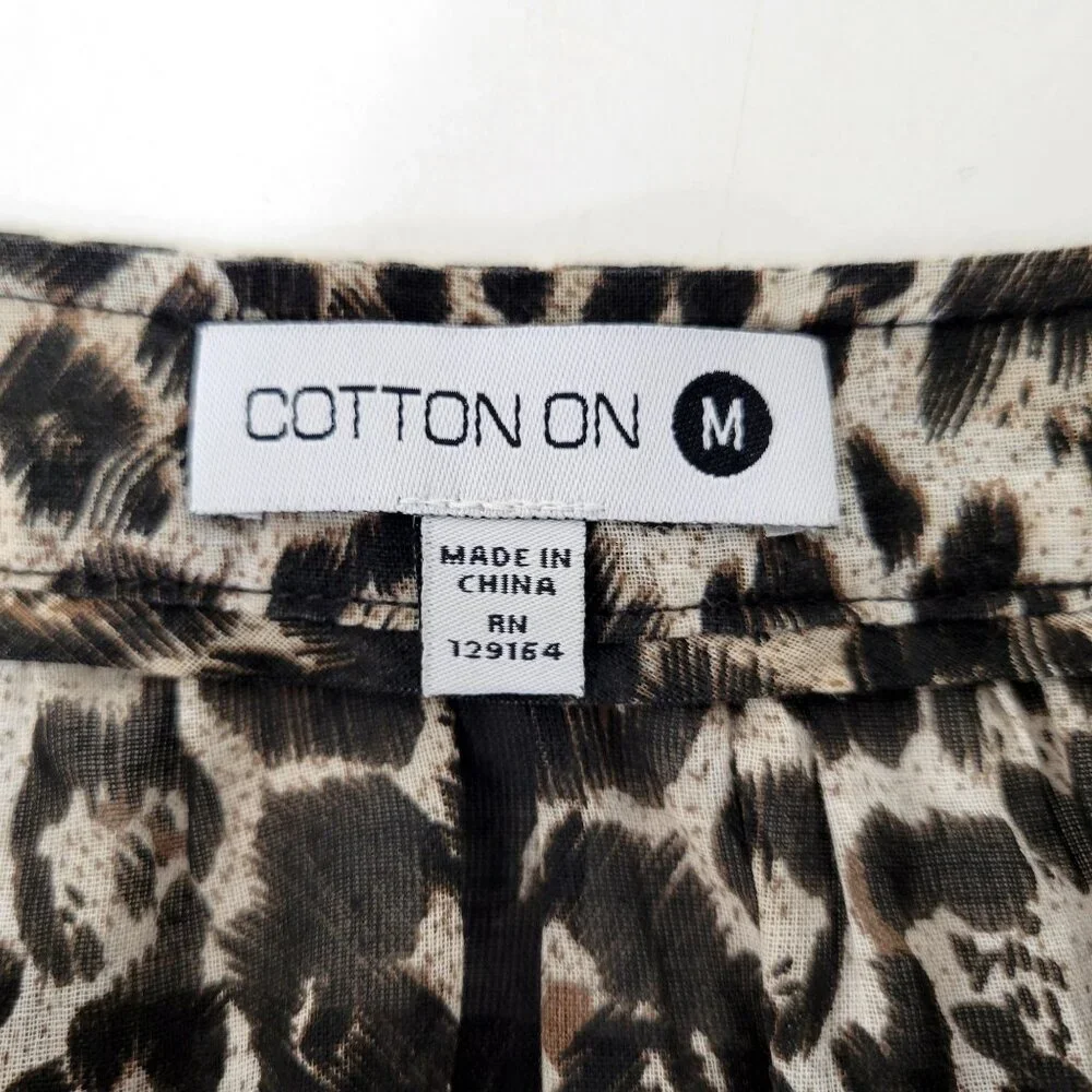 Cotton On Animal Print Leopard Print Peasant Blouse - Picture 4 of 4